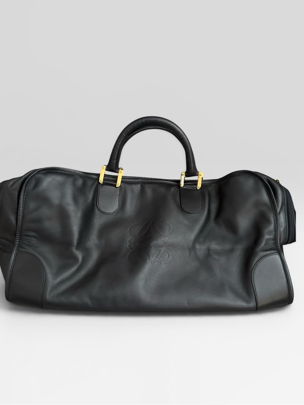 Loewe Amazona 50 Black  Leather Top Handle Bag preloved